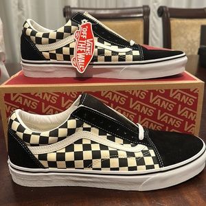 VANS Old Skool Black White Checkered Canvas Suede Lace Up Sneakers Men’s Size 11